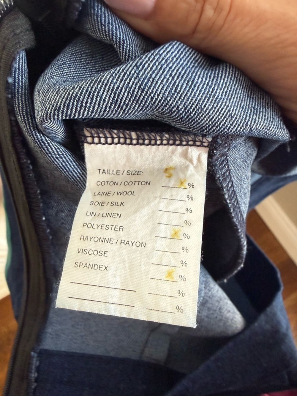 Vintage Colour-Block Jean Skirt - Made in Canada - Size S | HÉRICHER - Picture 6 of 7